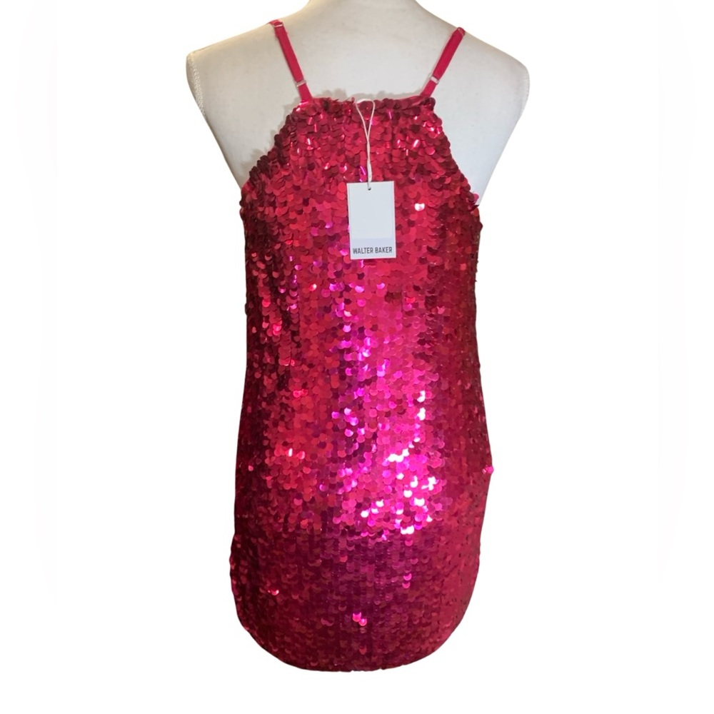 Walter Baker Dolla Sequin Mini Dress NWT Fuchsia Pink Small - Picture 11 of 12